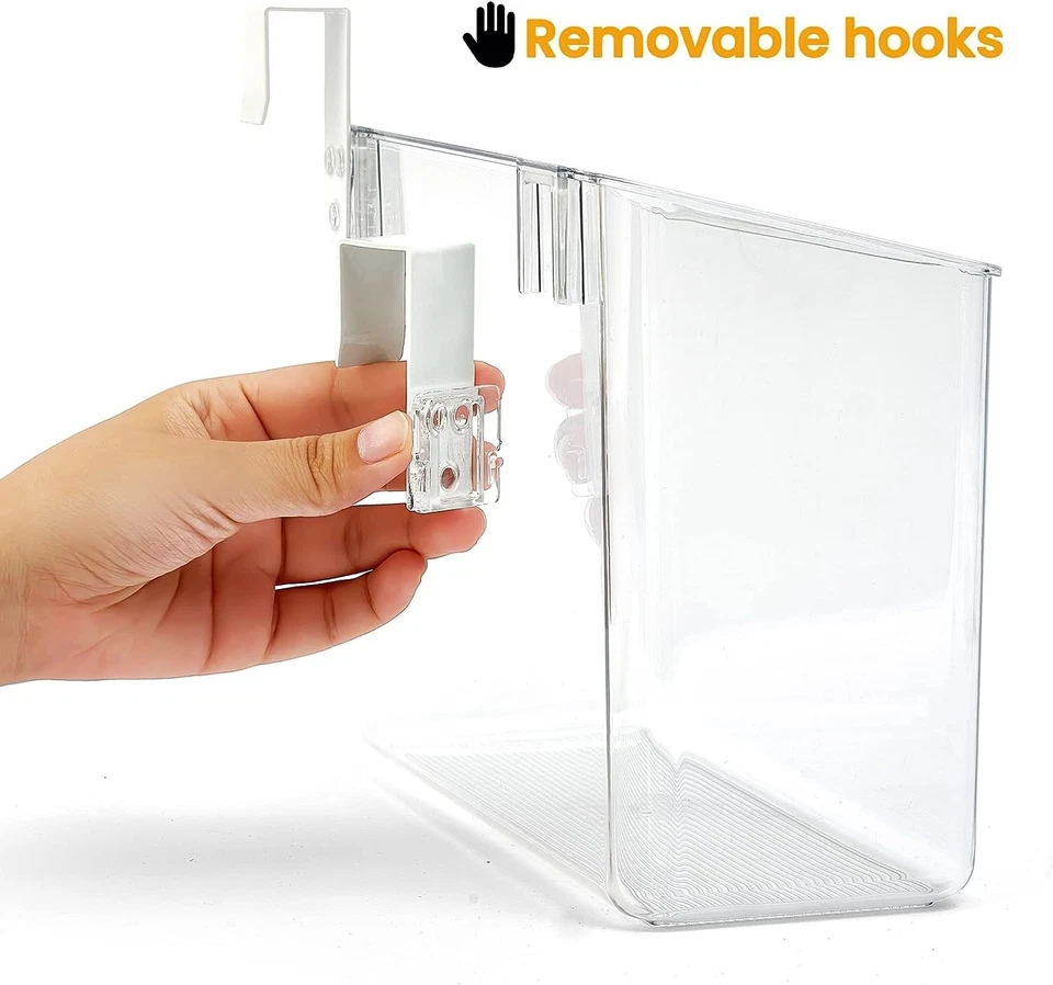 2 Pack Plastic Over Cabinet Door Organizer with Removable Hooks, Clear Hangin... - Image 4 of 4