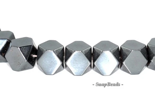 8MM NOIR BLACK HEMATITE GEMSTONE BLACK HEXAGON SQUARE CUBE 8X8MM BEADS 16inch - Picture 1 of 1