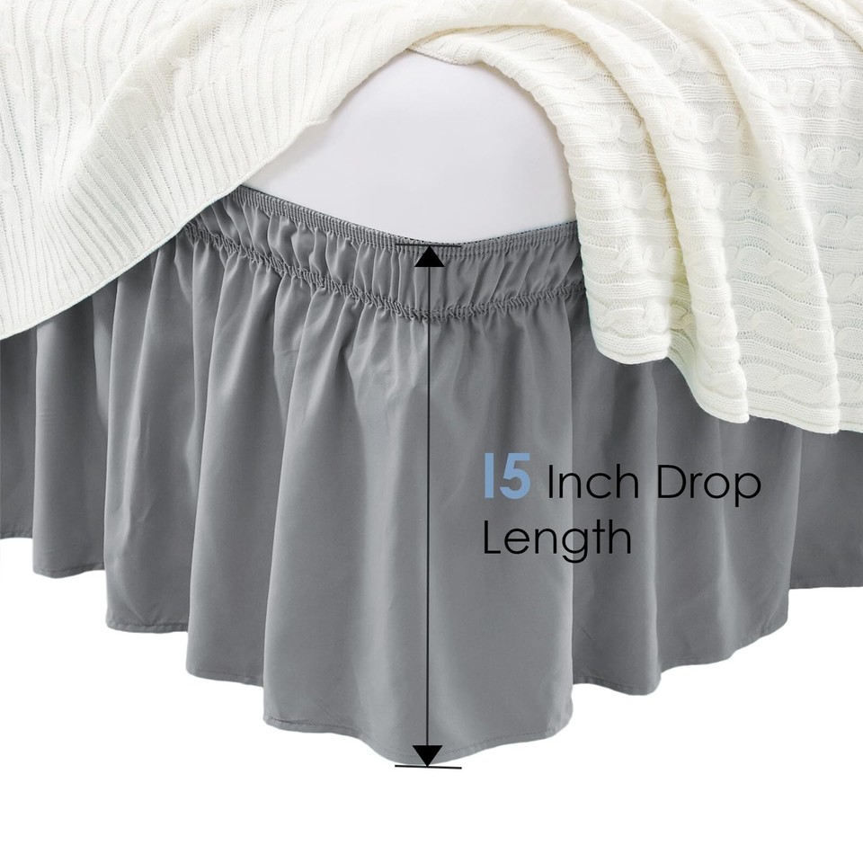 Queen Bed Skirt, Elastic Wrap Around Bed Skirt Queen Size, Bed Skirts