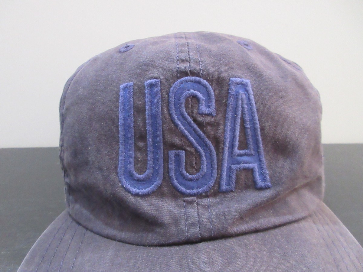 VINTAGE Ralph Lauren Polo Hat Cap Strap Back Blue USA Logo