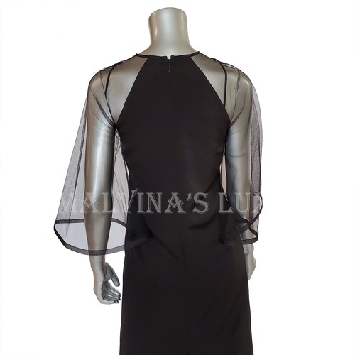 GUCCI DRESS BLACK VISCOSE SILK FAILLE MESH DETACHABLE SLIP $3,980 sz IT 40 US 4 - Picture 8 of 16