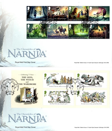 2025 GB CHRONICLES OF NARNIA STAMPS + MINI SHEET Set of 2 *NICE* FDCs 22.5.25