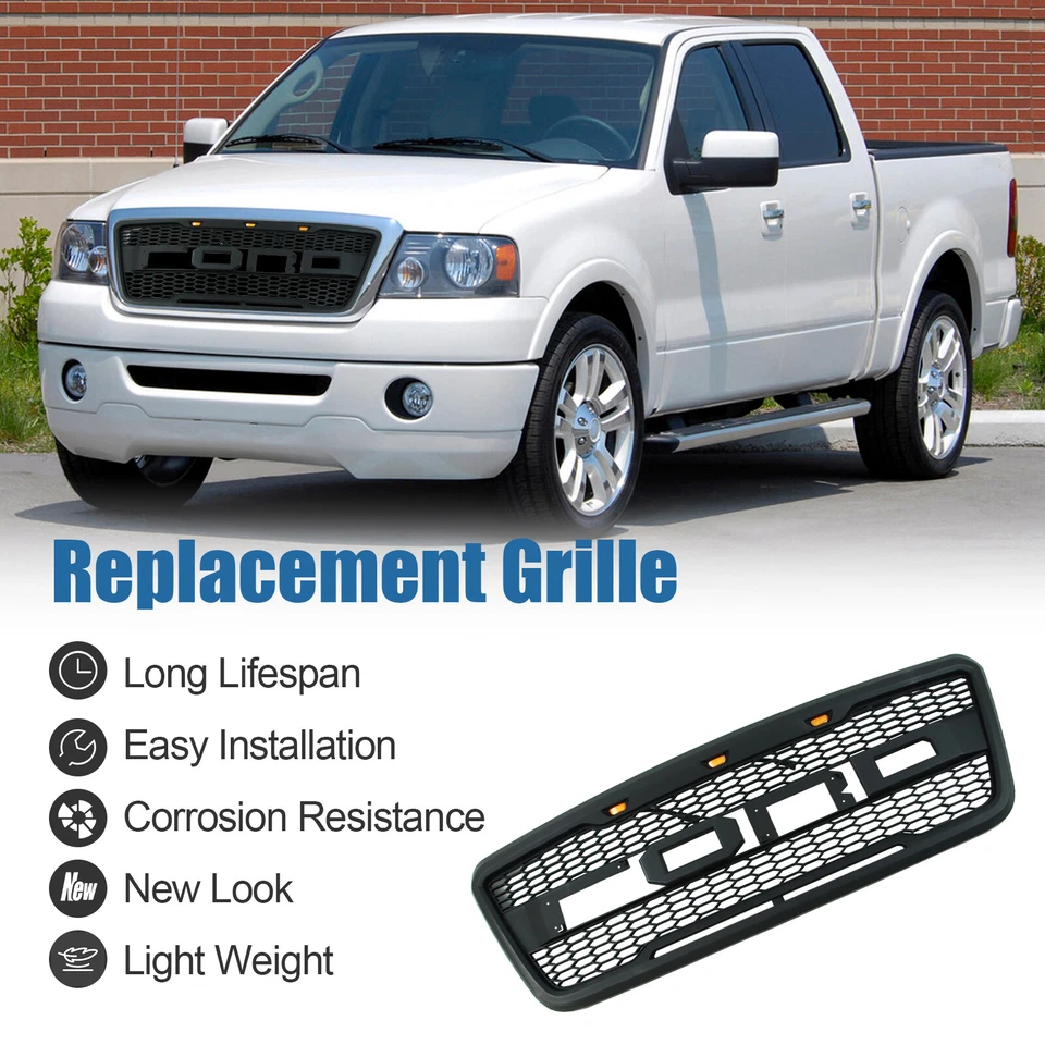 Front Grill for 2004-2008 FORD F150 W/Lights Black Foto 4 de 4