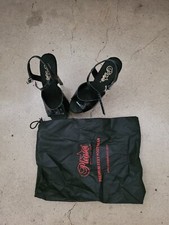 AUTHENTIC contemporary Pleaser Stripper Exotic Dancer Shinning Black sz 8 Flawed