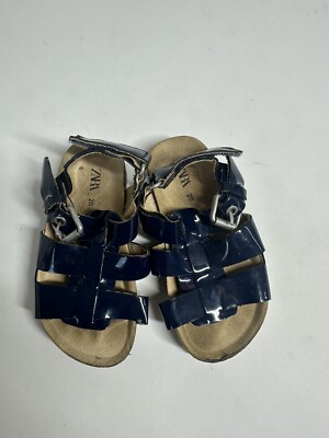 ZARA Kids Blue Varnished SANDALS Adjustable straps Size USA