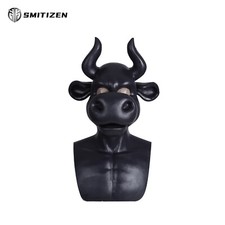Smitizen Silicone Black Cartoon Bull Full Cover Mask Costumes for Halloween Cos