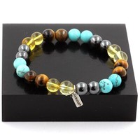 Steine Und Mineralien. Armband Perlen Citrin + Tigerauge + TüRkis + HäMatit