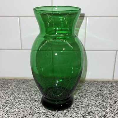 Vintage Anchor Hocking Forest Green 6-3/8'' Plain Flower Vase #E3346