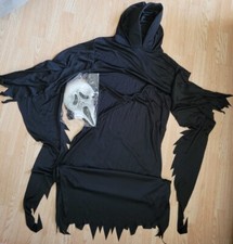 Vtg 1997 Scream Ghost Face Halloween Costume Glow in Dark Mask Hooded Robe