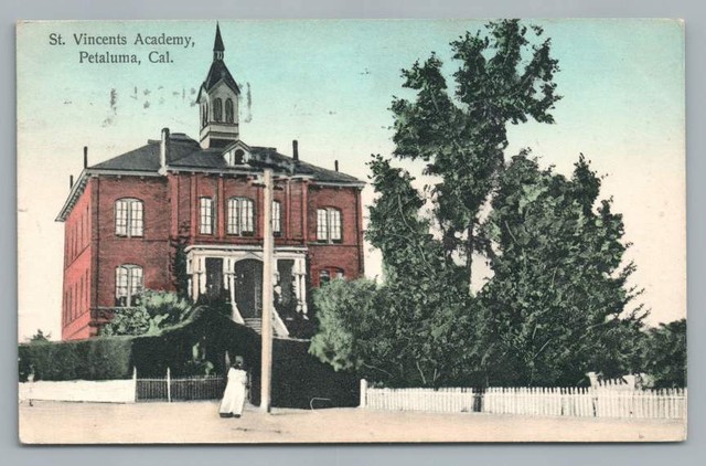 St. Vincents Academy PETALUMA California~Hand Colored Antique Postcard