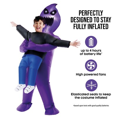 ⭐︎ふくちゃん⭐︎ Kids Ghost Pick Me Up Inflatable Costume Boys Purple Ghoul
