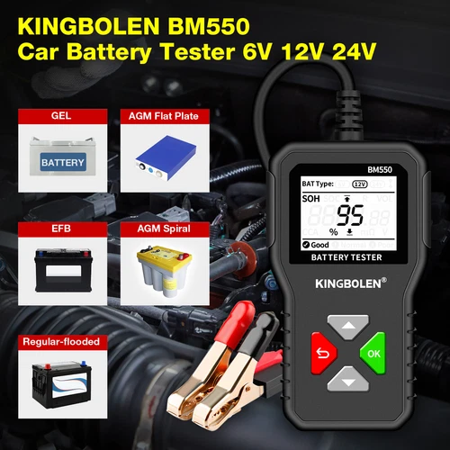 KINGBOLEN BM550 6V 12V 24V Car Battery Tester Auto Diagnostic Device 100-2000CCA - Picture 4 of 17