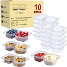 10 Reusable Meal Prep Containers – 2-Compartment Bento Boxes with Lids for Lunch