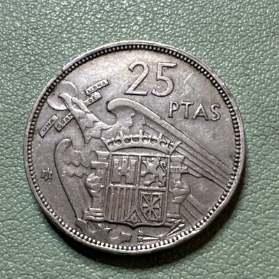 1957 (1958) SPAIN 25 PESETAS COIN (58 ON STAR) | eBay