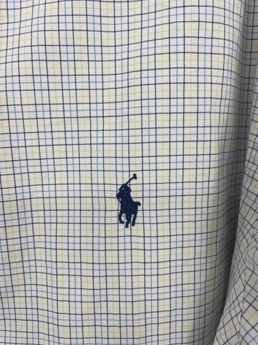 Ralph Lauren Classic Fit Yellow Blue Plaid Men’s 17.5 36/37 Button Down