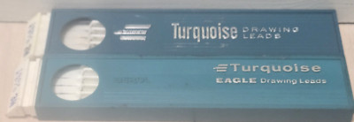 Lot Of 2 Turquoise Eagle Drawing Pencil Lead Containers 1 Full 1 Empty