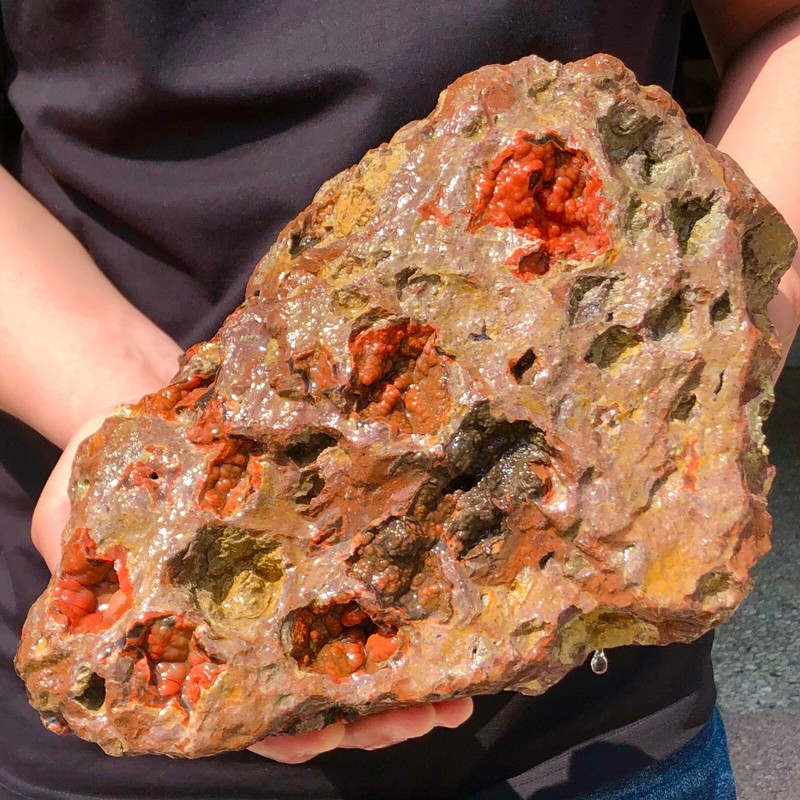 14.3lb RARE Natural red Volcanic Rock agate Sphere Quartz Crystal Healing