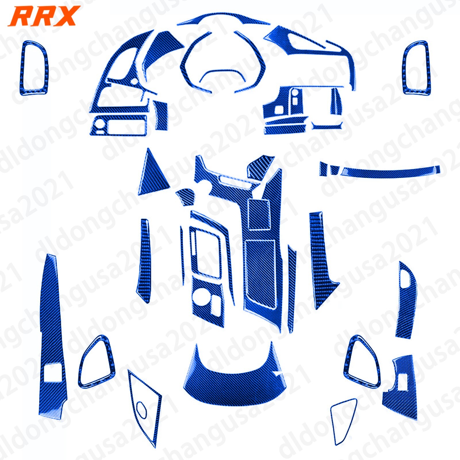 50Pcs Blue Carbon Fiber Interior Trim Kit For Corvette C7 2014-2019  