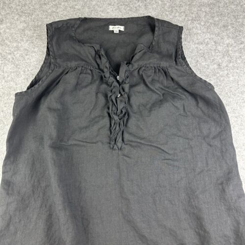 Abito midi Allen Allen lino donna 2x nero tasche con volant Lagenlook made in USA - Foto 2 di 11