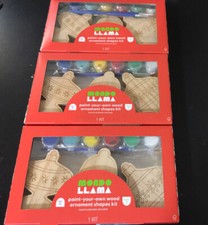 3 Mondo Llama Paint Your Own Wood Christmas Kid Kits 3Ct Wth paints/ brushes New