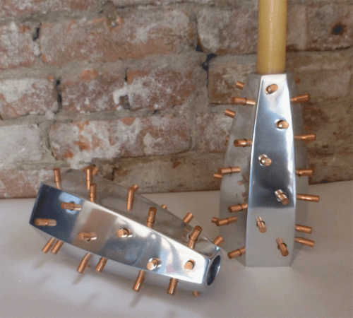 Candle holder - Deccan Plateau - Cast aluminum and copper - by 1178designs - Picture 4 of 5