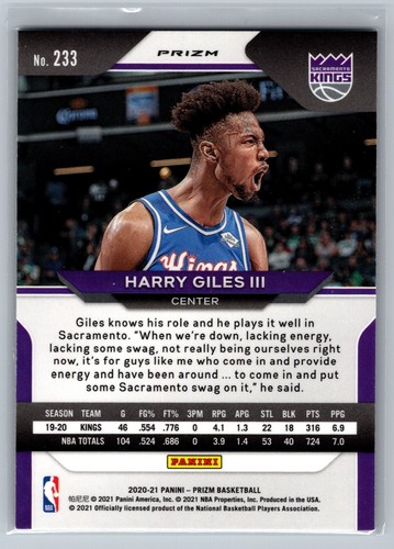 2020-21 Panini Prizm - #233 Harry Giles Green Prizm - Bild 2 von 2