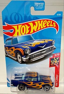 Details about   '57 CHEVY ✰Black; yellow/gold flames;5sp✰Multi pack fresh✰2019 Hot Wheels Loose