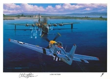 URBAN DREW SIGNED A BIG VICTORY PRINT STAN STOKES (D) WWII ACE