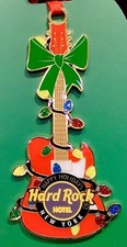 2022 HARD ROCK HOTEL NEW YORK CHRISTMAS TREE ORNAMENT GUITAR WITH RIBBON