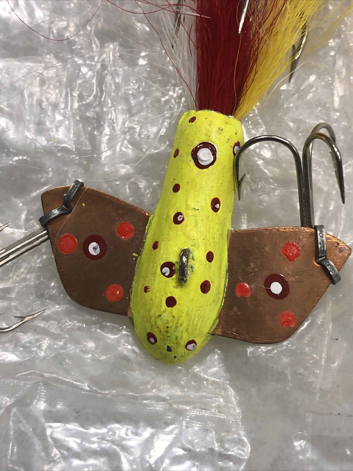 VINTAGE RARE ROMIE’S COHO TROUT WALLEYES NORTHERNS BAT WING JIG HAND MADE FISH - Image 4