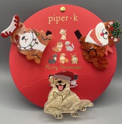NEW Piper K Set Of 3 Christmas Holiday Hair Dog Claw Hair  display picture 2