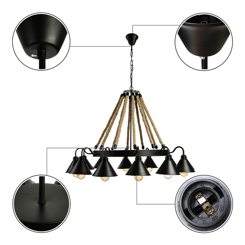 Vintage Large 12-Heads Chandelier Industrial Gooseneck Hanging