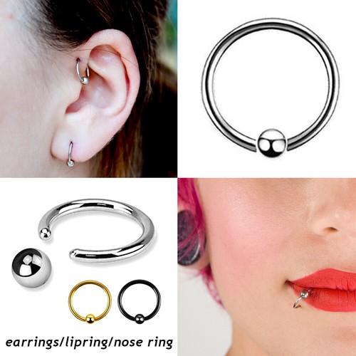 5 PCS Stainless Steel Nose Rings Bone Stud Tragus Cartilage Hoop Body Piercing ☋ - Picture 4 of 14