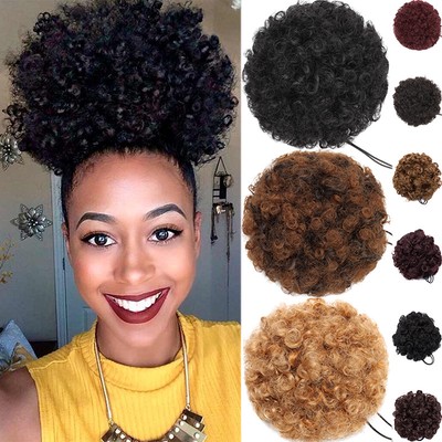 65g Thick Bigger Afro Kinky Curly Small Curls Chignon Hair Piece