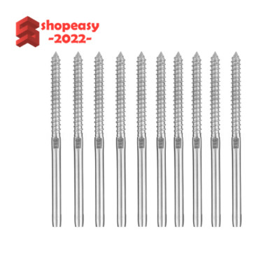T316 Stainless Steel Swage Lag Screw Stud Left Thread Fits 3/16'' Cable Railing