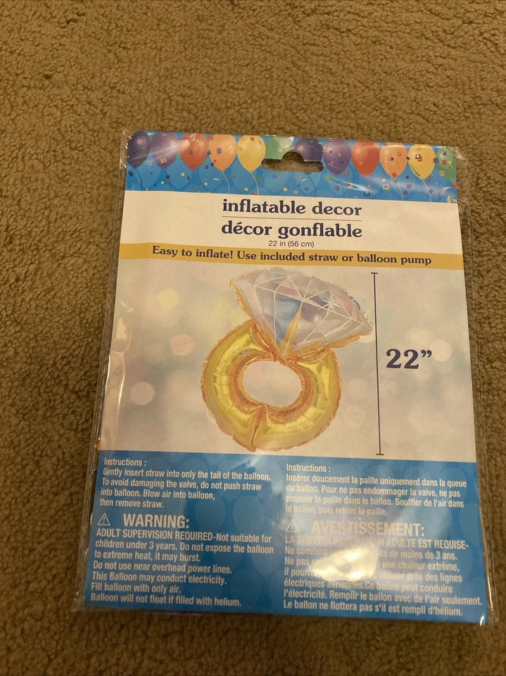 "Anillo de diamantes inflable globo de aluminio 22"" - compromiso aniversario boda fiesta" Foto 2 de 4