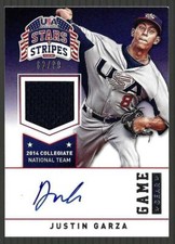2015 Justin Garza Panini USA Stars & Stripes Game Gear Materials Auto 62/99