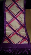  44/8 vtg Women SCARF 70"x 11" ECHO DOUBLE Layer WHITE PURPLE PINK