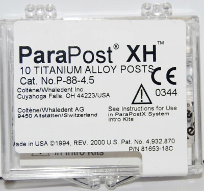 Coltene Whaledent P88-4.5 ParaPost XH Titanium Alloy Posts .045'' Blue 10/Pk