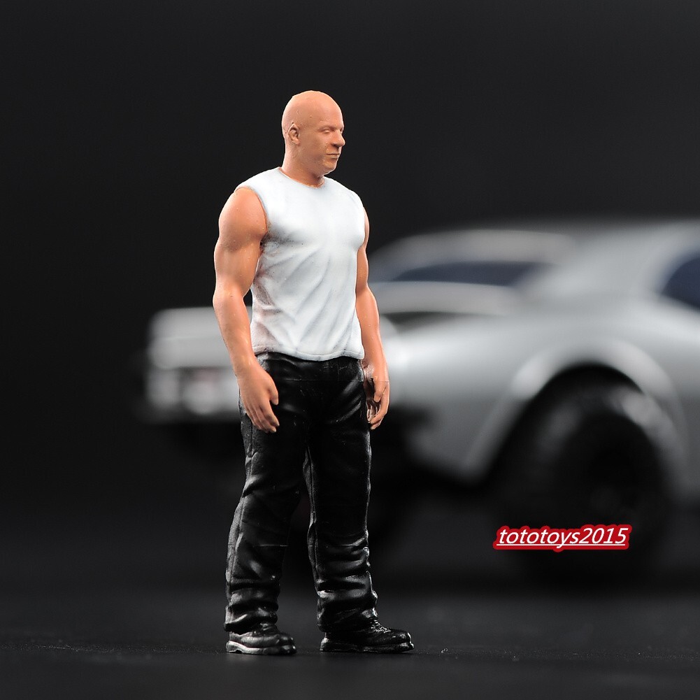 5 Miniature 1/24 Figure Vin Diesel - Non Dipinte, Per Diorami Auto E Collezione