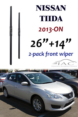 For Nissan Tiida 2013-ON 26''+14'' Front Windshield Wiper Blade 2 Pack