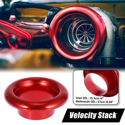 4'' Inlet Bellmouth Velocity Stack Adapter Car Turbo Air Intake Horn Cover Red