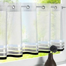 Cafe Net Curtains Kitchen Short Valance Window Drape Sheer Voile Eyelet