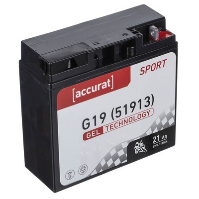 Motorradbatterie 51913 Gel G19 12V 21Ah Motorrad Batterie DIN Cross Quad 19Ah