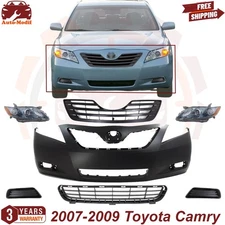 Front Bumper & Grille Assembly With Headlight Pairs For 2007-2009 Toyota Camry