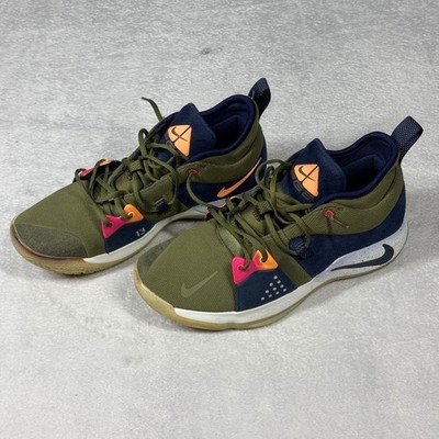 Nike PG 2 Olive Canvas Basketball Shoes Men 12 Green Navy AJ2039-300 Paul George