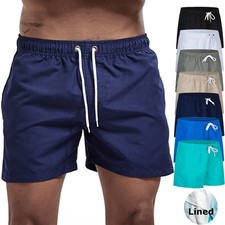 Mens Swim Trunks with Pockets Mesh Liner Summer Casual Beach Board Shorts Quick