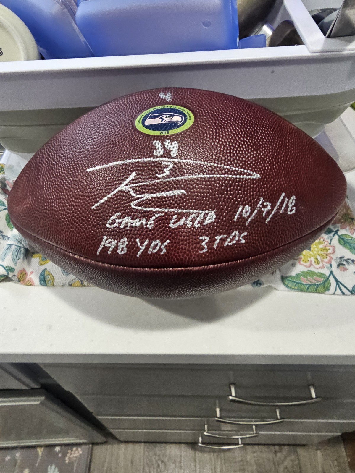 Seattle Seahawks Game Used Football Auto Signed By Russell Wilson PSA DNA 1 Of 1
