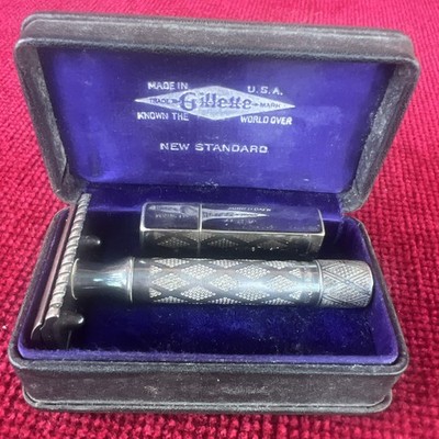 Antique Gillette Safety Razor in Box Rare 1920 Silver Razor With Case