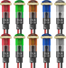 10PCS Small 12V LED Indicator Light, 8Mm 5/16" IP67 Waterproof Low Power Pilot